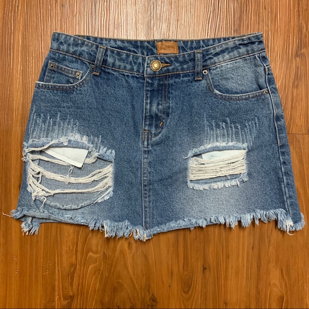 Super Cute Distressed Jean Skirt by POL